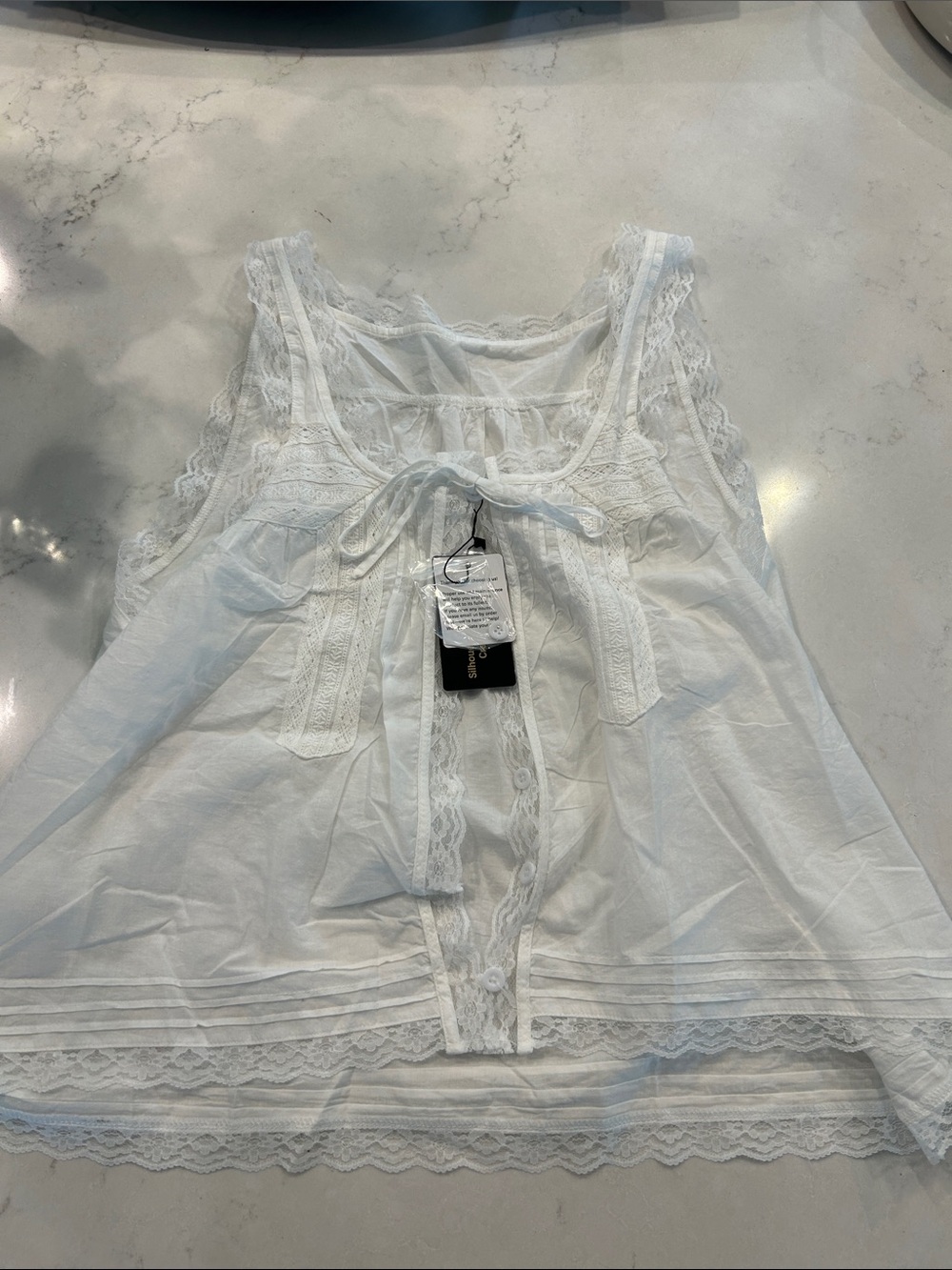White Lace-Trim Sleeveless Tank Top - Lightweight Women's Top